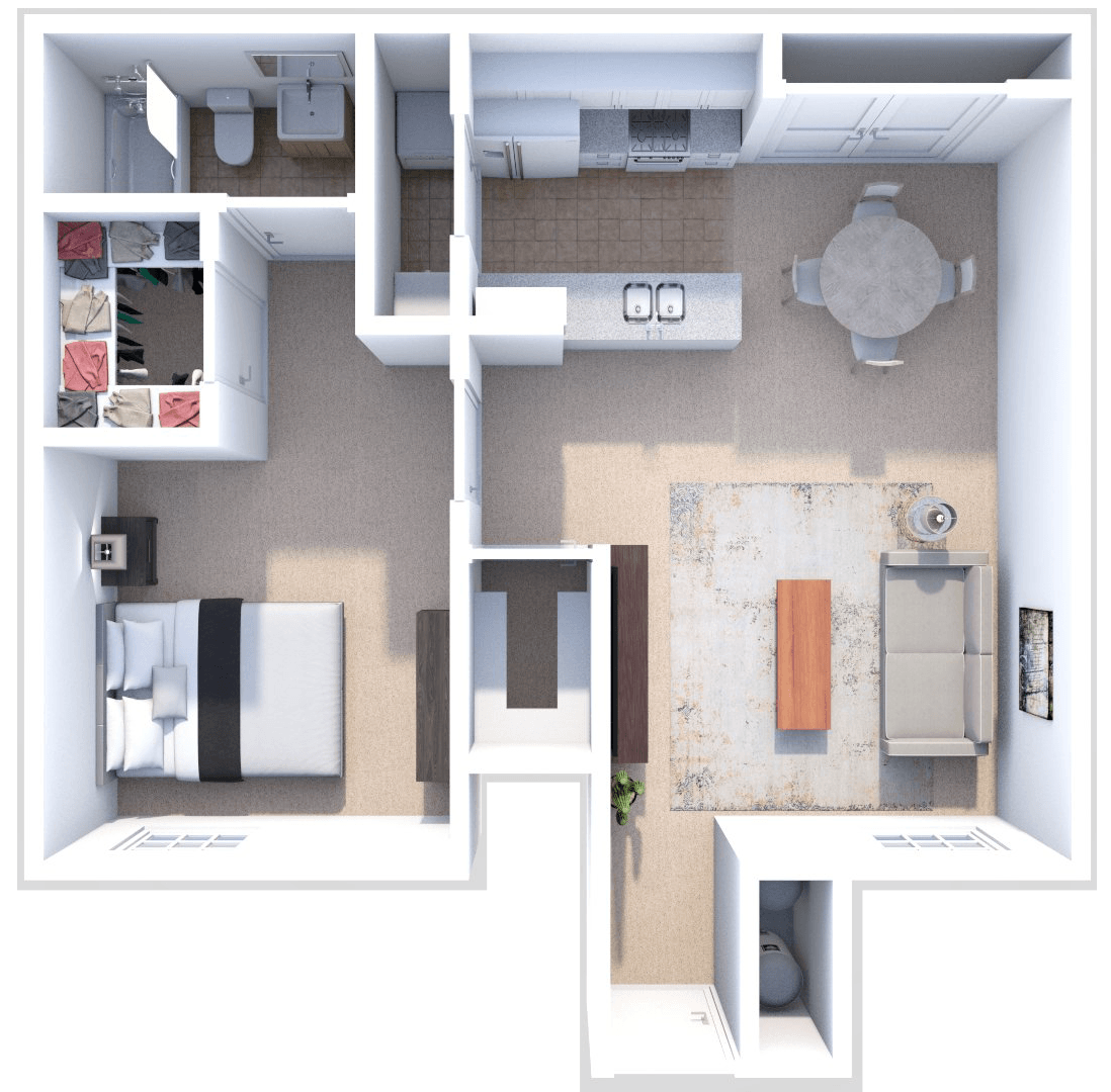 1 bed 1 bath floor plan